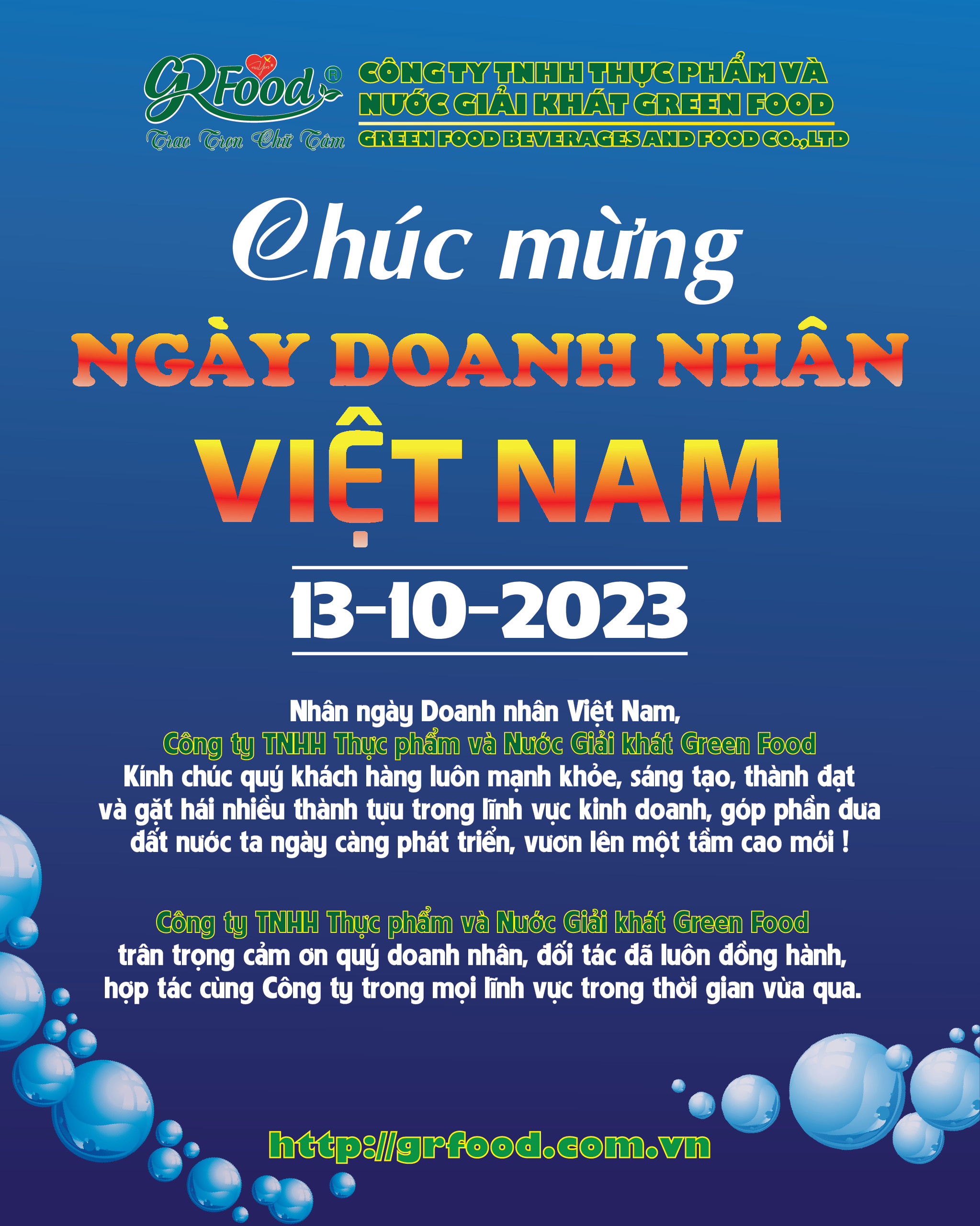 GREEN FOOD CHÚC MỪNG NGÀY DOANH NHÂN VIỆT NAM NĂM 2023